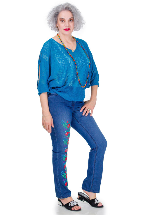 Bluza dantela turquoise  Liza Panait Liza Panait Online Boutique